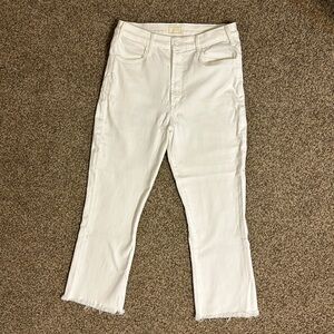 MOTHER The Hustler Ankle Fray white jeans